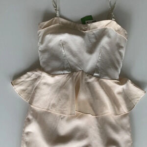 H&M Peplum Two Toned Blush Pastel Pink Cream Dress Adjustable Straps Size 2